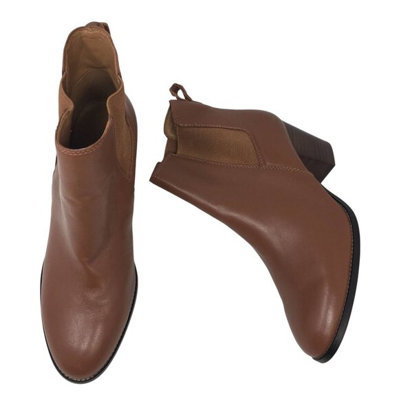 J. Crew Factory Rory Leather Heeled Chelsea Ankle Boots Brown Women's Size 9.5 - Picture 9 of 12